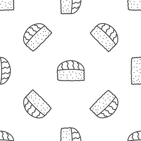 Grey line Sushi icon isolated seamless pattern on white background. Traditional Japanese food. Vector.のイラスト素材