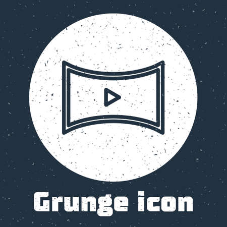 Grunge line Online play video icon isolated on grey background. Film strip with play sign. Monochrome vintage drawing. Vectorのイラスト素材