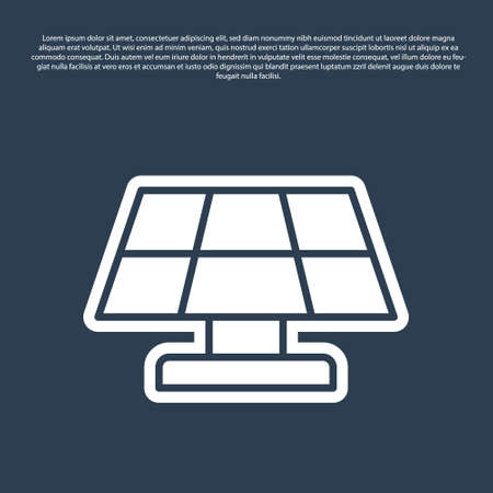 Blue line Solar energy panel icon isolated on blue background. Vectorのイラスト素材