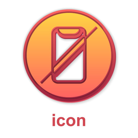 Gold No cell phone icon isolated on white background. No talking and calling sign. Cell prohibition. Vectorのイラスト素材