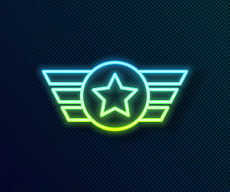 Glowing neon line Star American military icon isolated on black background. Military badges. Army patches. Vectorのイラスト素材