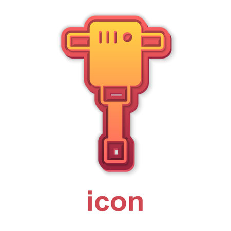 Gold Construction jackhammer icon isolated on white background. Vectorのイラスト素材