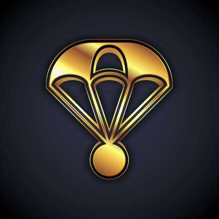 Gold Parachute icon isolated on black background. Extreme sport. Sport equipment. Vectorのイラスト素材