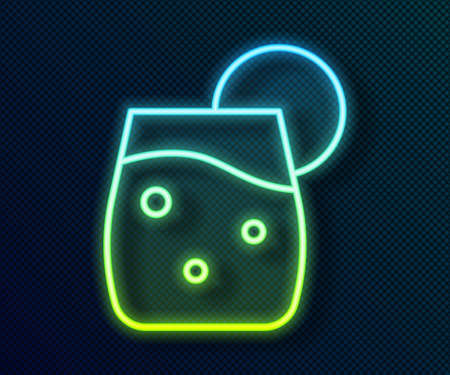 Glowing neon line Cocktail and alcohol drink icon isolated on black background. Vectorのイラスト素材
