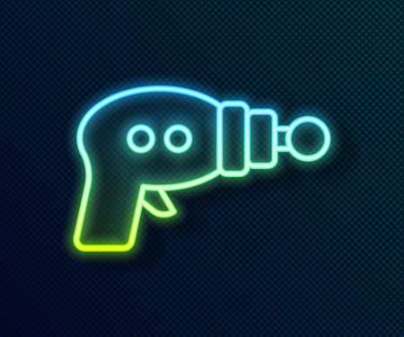Glowing neon line Ray gun icon isolated on black background. Laser weapon. Space blaster. Vectorのイラスト素材