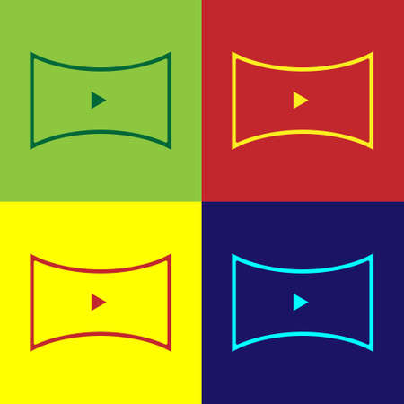 Pop art Online play video icon isolated on color background. Film strip with play sign. Vectorのイラスト素材