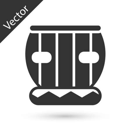 Grey Indian musical instrument tabla icon isolated on white background. Vectorのイラスト素材