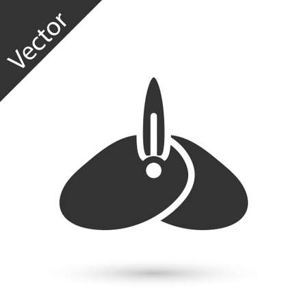Grey Indian headgear turban with feather icon isolated on white background. Vector.のイラスト素材