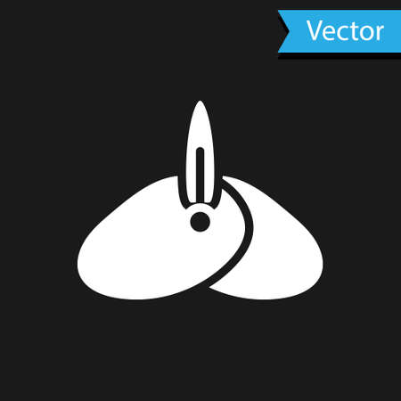 White Indian headgear turban with feather icon isolated on black background. Vectorのイラスト素材
