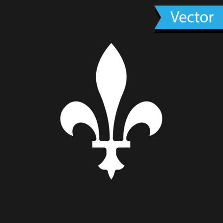 White Fleur De Lys icon isolated on black background. Vectorのイラスト素材