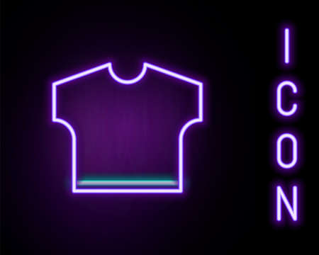 Glowing neon line T-shirt icon isolated on black background. Colorful outline concept. Vectorのイラスト素材