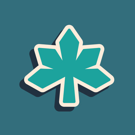 Green Chestnut leaf icon isolated on green background. Long shadow style. Vectorのイラスト素材