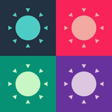 Pop art Sun icon isolated on color background. Summer symbol. Good sunny day. Vectorのイラスト素材
