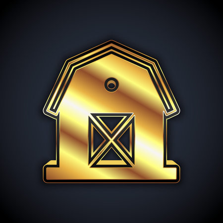 Gold Farm house icon isolated on black background. Vectorのイラスト素材