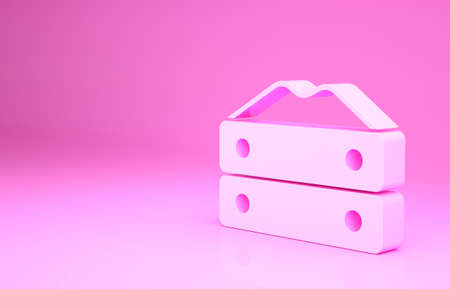 Pink Bag of flour icon isolated on pink background. Minimalism concept. 3d illustration 3D renderの写真素材