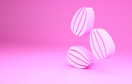 Pink Seeds of a specific plant icon isolated on pink background. Minimalism concept. 3d illustration 3D renderの写真素材