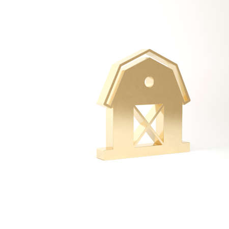 Gold Farm house icon isolated on white background. 3d illustration 3D renderの写真素材