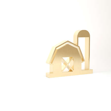 Gold Farm house icon isolated on white background. 3d illustration 3D renderの写真素材