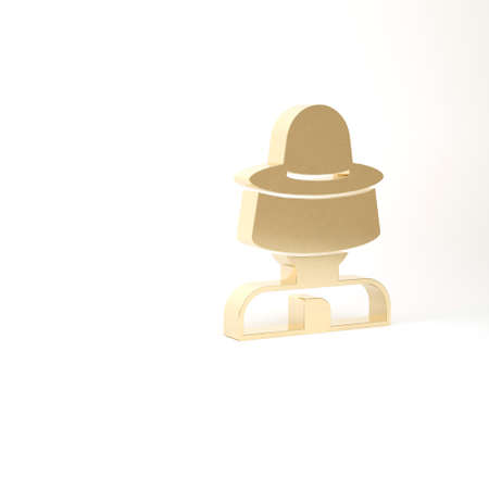 Gold Beekeeper with protect hat icon isolated on white background. Special protective uniform. 3d illustration 3D renderの写真素材