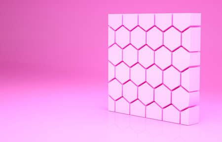 Pink Honeycomb icon isolated on pink background. Honey cells symbol. Sweet natural food. Minimalism concept. 3d illustration 3D renderの写真素材