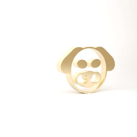 Gold Dog icon isolated on white background. 3d illustration 3D renderの写真素材