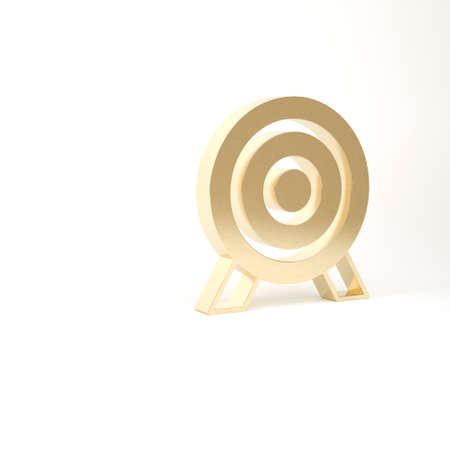 Gold Target financial goal concept icon isolated on white background. Symbolic goals achievement, success. 3d illustration 3D renderの写真素材