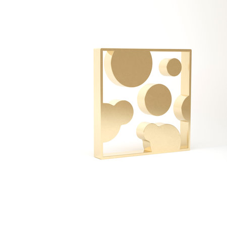 Gold Cheese icon isolated on white background. 3d illustration 3D render