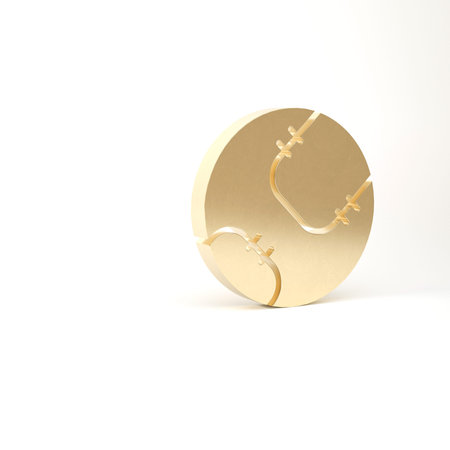 Gold Baseball ball icon isolated on white background. 3d illustration 3D renderの写真素材