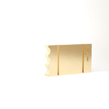 Gold Baseball ticket icon isolated on white background. 3d illustration 3D render