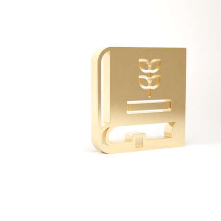 Gold Book about seeds icon isolated on white background. 3d illustration 3D renderの写真素材
