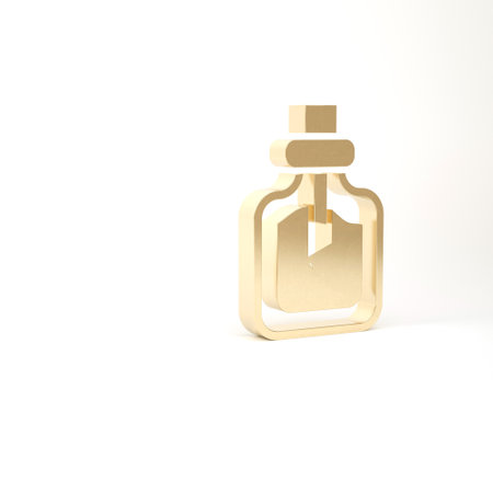 Gold Perfume icon isolated on white background. 3d illustration 3D renderの写真素材