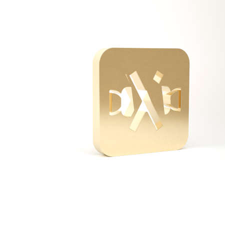 Gold No sweets and candies prohibition icon isolated on white background. No candy forbidden symbol. 3d illustration 3D renderの写真素材