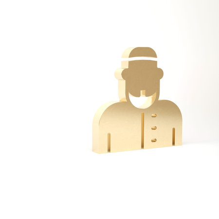 Gold Muslim man icon isolated on white background. 3d illustration 3D renderの写真素材