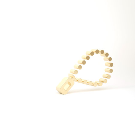 Gold Rosary beads religion icon isolated on white background. 3d illustration 3D render
