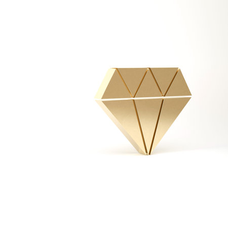 Gold Diamond icon isolated on white background. Jewelry symbol. Gem stone. 3d illustration 3D renderの写真素材
