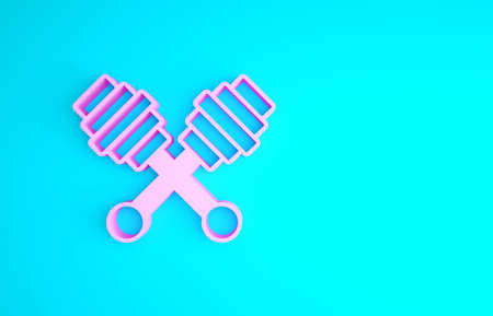Pink Honey dipper stick icon isolated on blue background. Honey ladle. Minimalism concept. 3d illustration 3D renderの写真素材