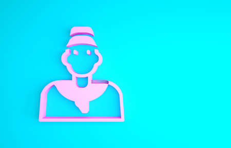 Pink Baseball coach icon isolated on blue background. Minimalism concept. 3d illustration 3D renderの写真素材
