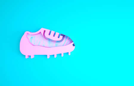 Pink Baseball boot icon isolated on blue background. Minimalism concept. 3d illustration 3D renderの写真素材