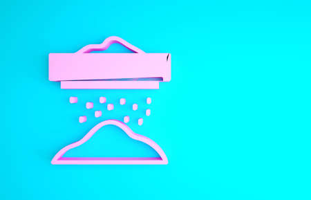 Pink Sifting flour, cereals or powdered sugar through sieve icon isolated on blue background. Minimalism concept. 3d illustration 3D renderの写真素材
