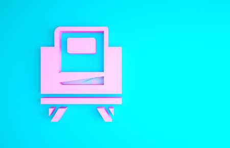 Pink Holy book of Koran icon isolated on blue background. Muslim holiday, Eid Mubarak, Eid al-fitr, Ramadan Kareem. Minimalism concept. 3d illustration 3D renderの写真素材