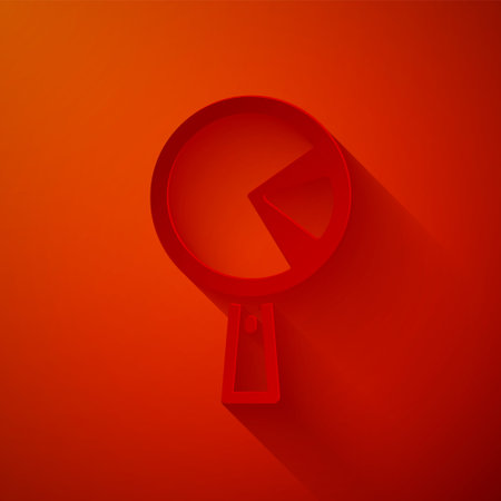 Paper cut Omelette in frying pan icon isolated on red background. Omelette in a skillet. Paper art style. Vectorのイラスト素材