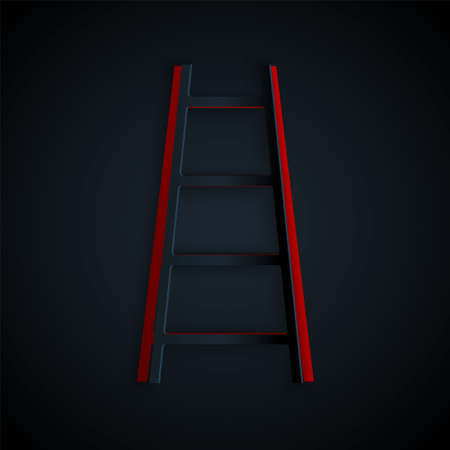 Paper cut Stair with finish flag icon isolated on black background. Career growth business concept. Concept of business development. Paper art style. Vectorのイラスト素材