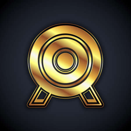 Gold Target financial goal concept icon isolated on black background. Symbolic goals achievement, success. Vectorのイラスト素材