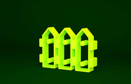 Yellow Garden fence wooden icon isolated on green background. Minimalism concept. 3d illustration 3D renderの写真素材