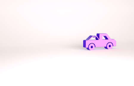 Purple Pickup truck icon isolated on white background. Minimalism concept. 3d illustration 3D renderの写真素材