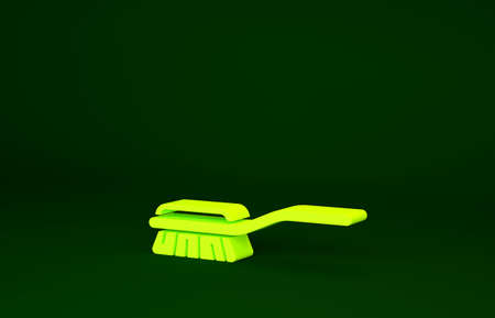 Yellow Hair brush for dog and cat icon isolated on green background. Brush for animal fur. Pet accessory. Minimalism concept. 3d illustration 3D renderの写真素材
