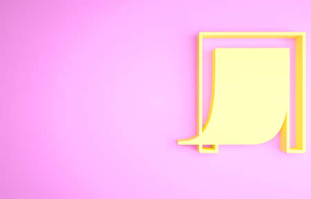 Yellow Door for pet icon isolated on pink background. Minimalism concept. 3d illustration 3D renderの写真素材