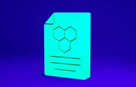 Green Honeycomb icon isolated on blue background. Honey cells symbol. Sweet natural food. Minimalism concept. 3d illustration 3D renderの写真素材