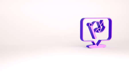 Purple Flag icon isolated on white background. Victory, winning and conquer adversity concept. Minimalism concept. 3d illustration 3D renderの写真素材