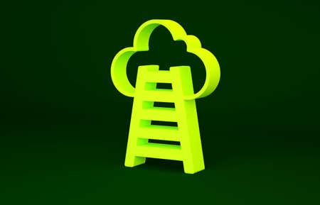 Yellow Stair icon isolated on green background. Career growth business concept. Concept of business development. Minimalism concept. 3d illustration 3D renderの写真素材